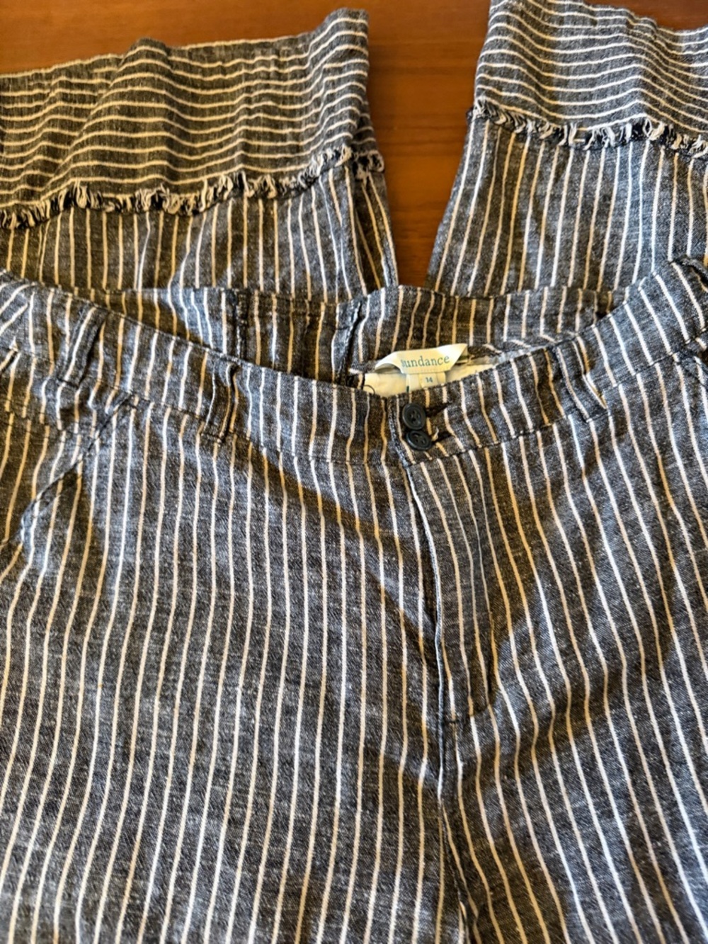 Sundance Navy and White Striped Linen Trousers